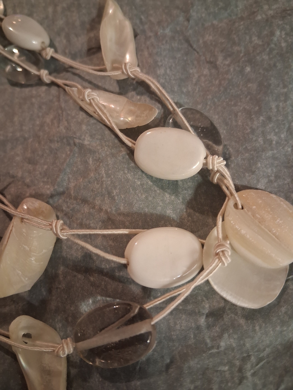 White Shell Multi-Strand Statement Necklace - Picture 4 of 5